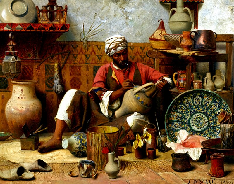 Potter Working in Workshop — Brown