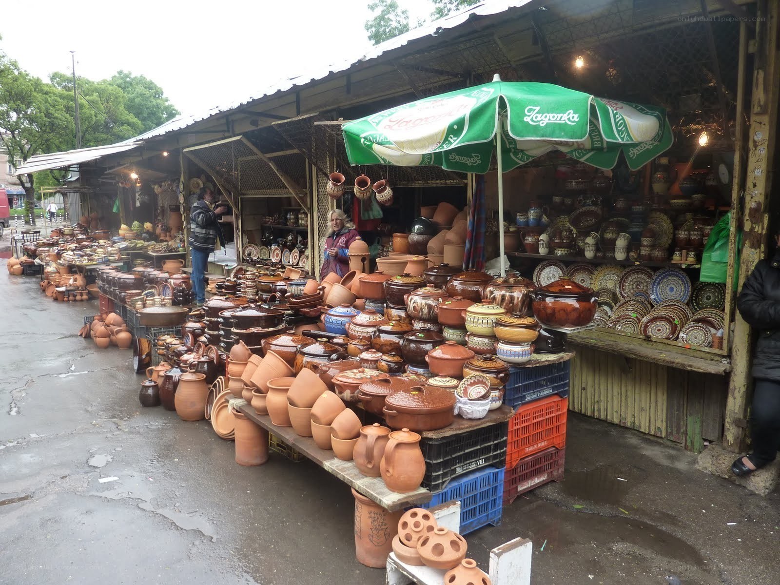 Pottery market stall