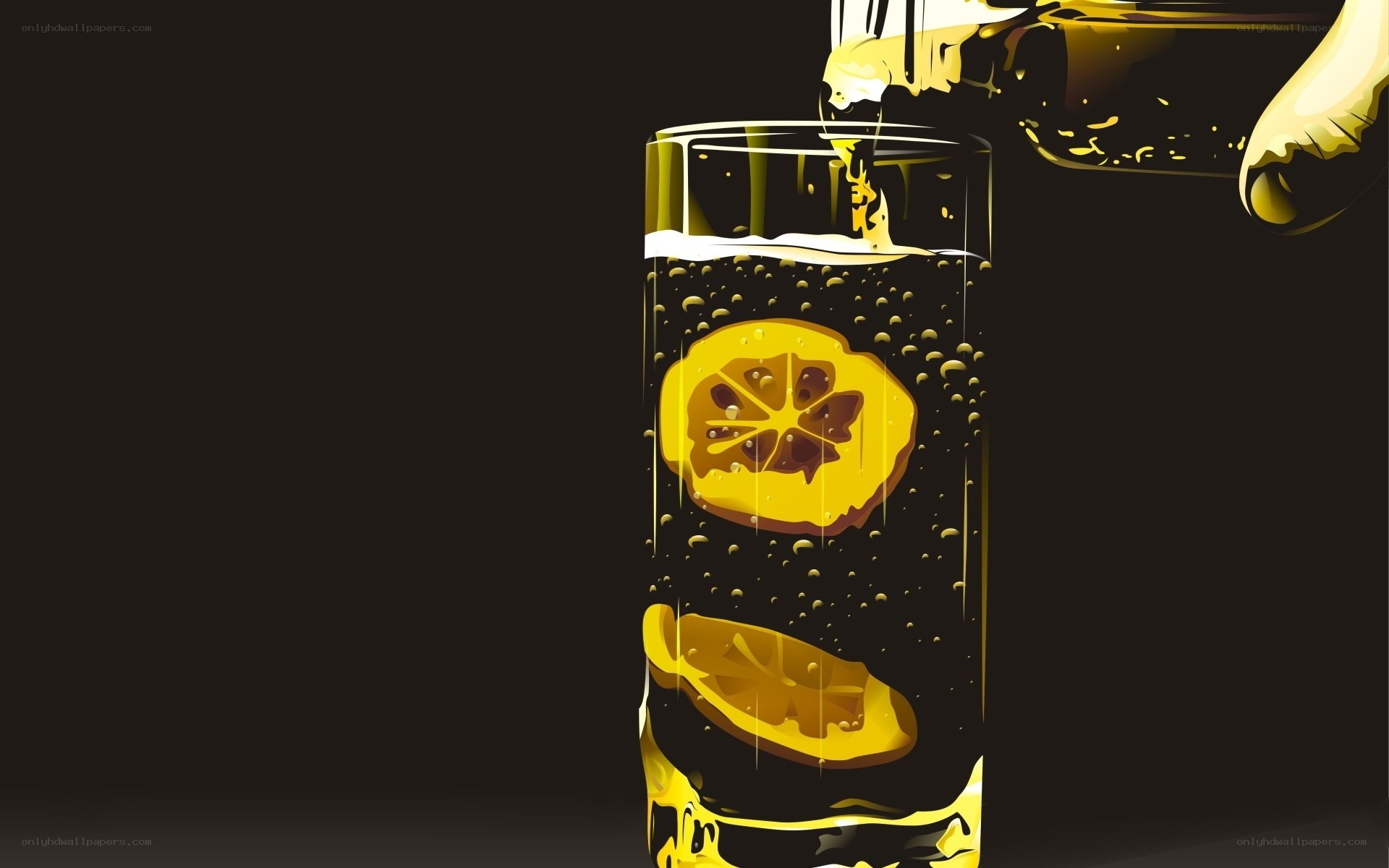 Pouring drink with lemon slices
