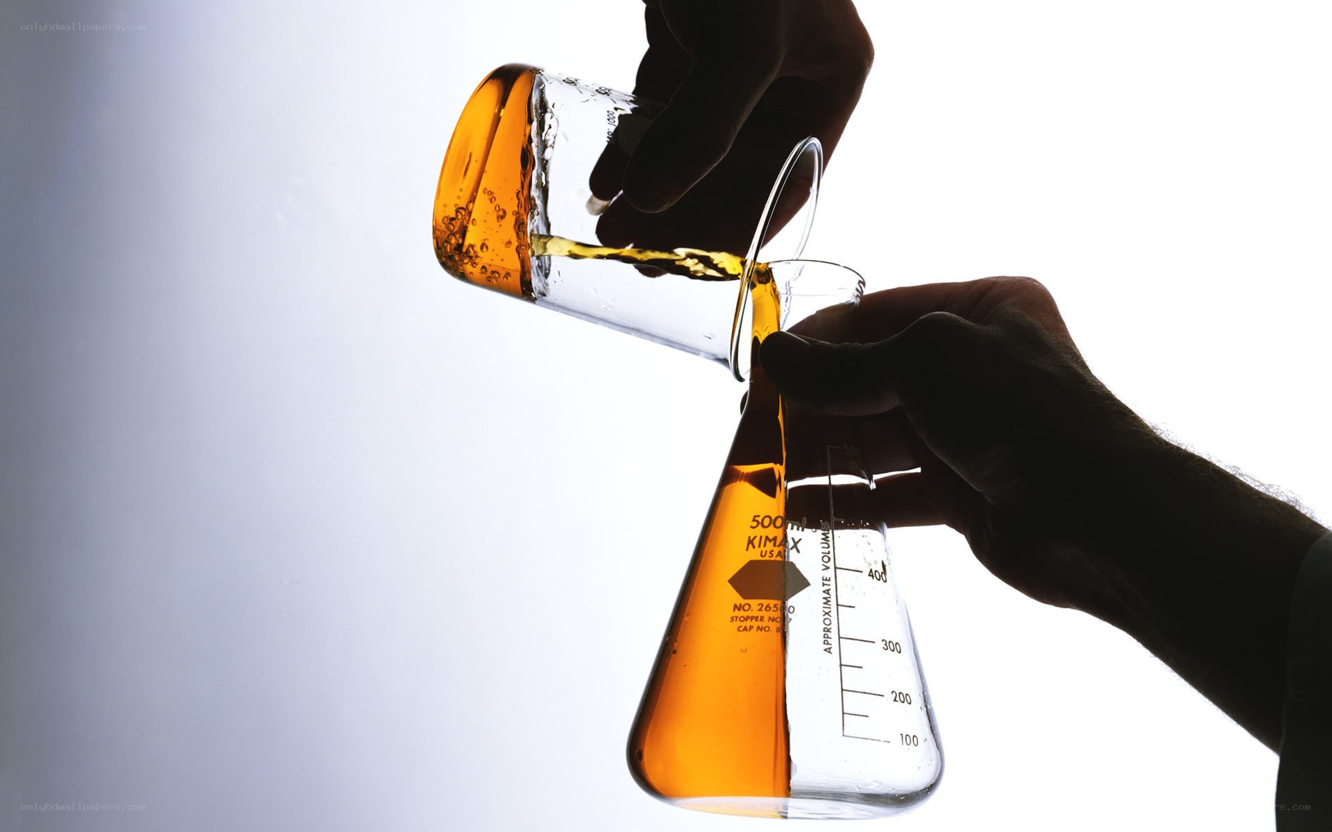 Pouring liquid in a lab