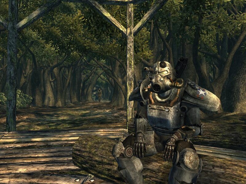 Power armor in forest