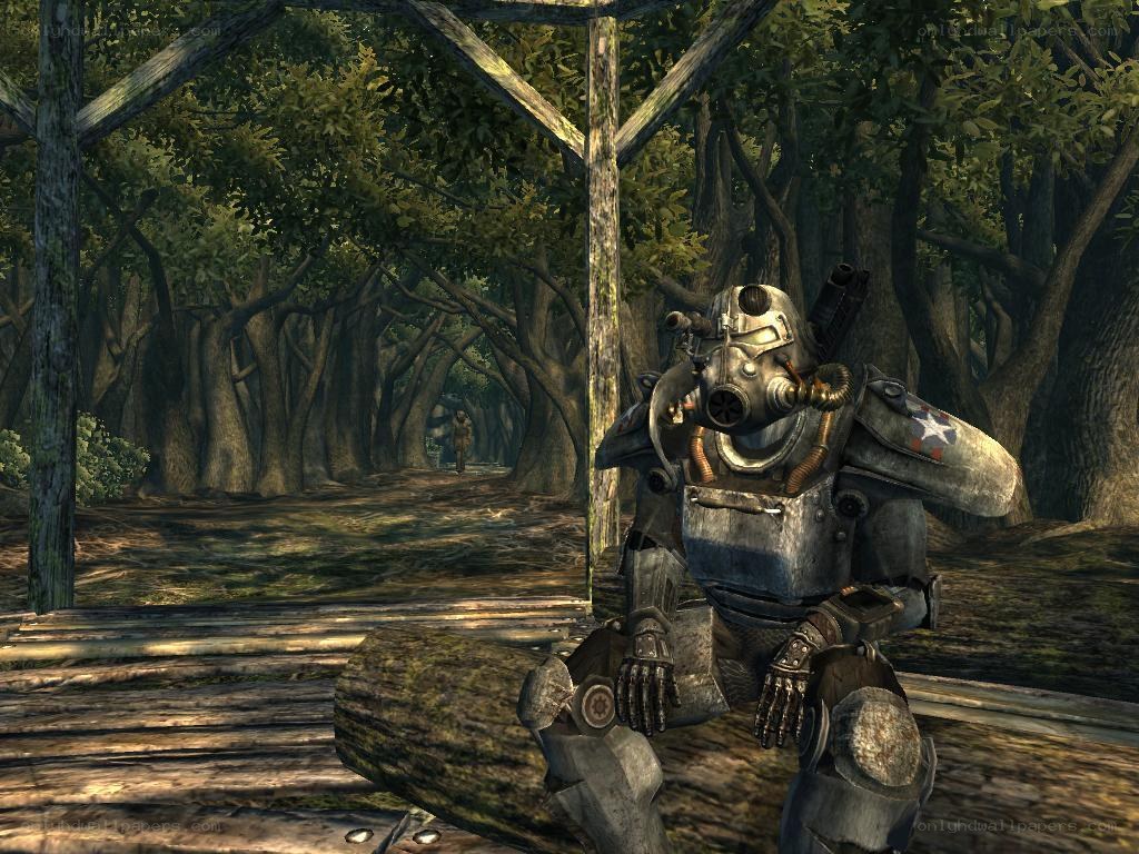 Power armor in forest