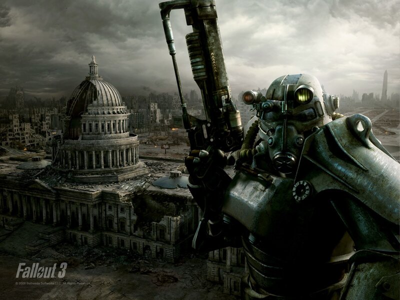Power Armor Soldier — Gray, Dramatic, Digital Art, Ruined City
