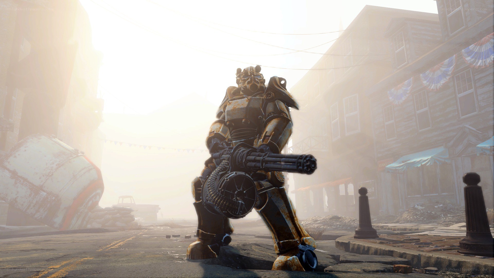 power armor soldier in wasteland