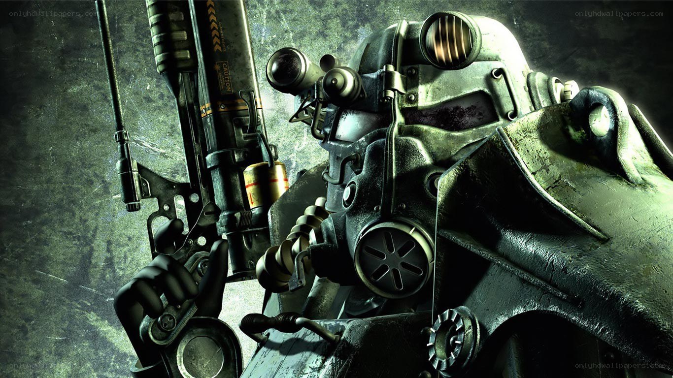 Power armor soldier with weapon