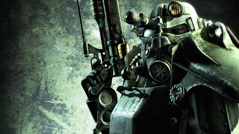 power armor soldier with weapon