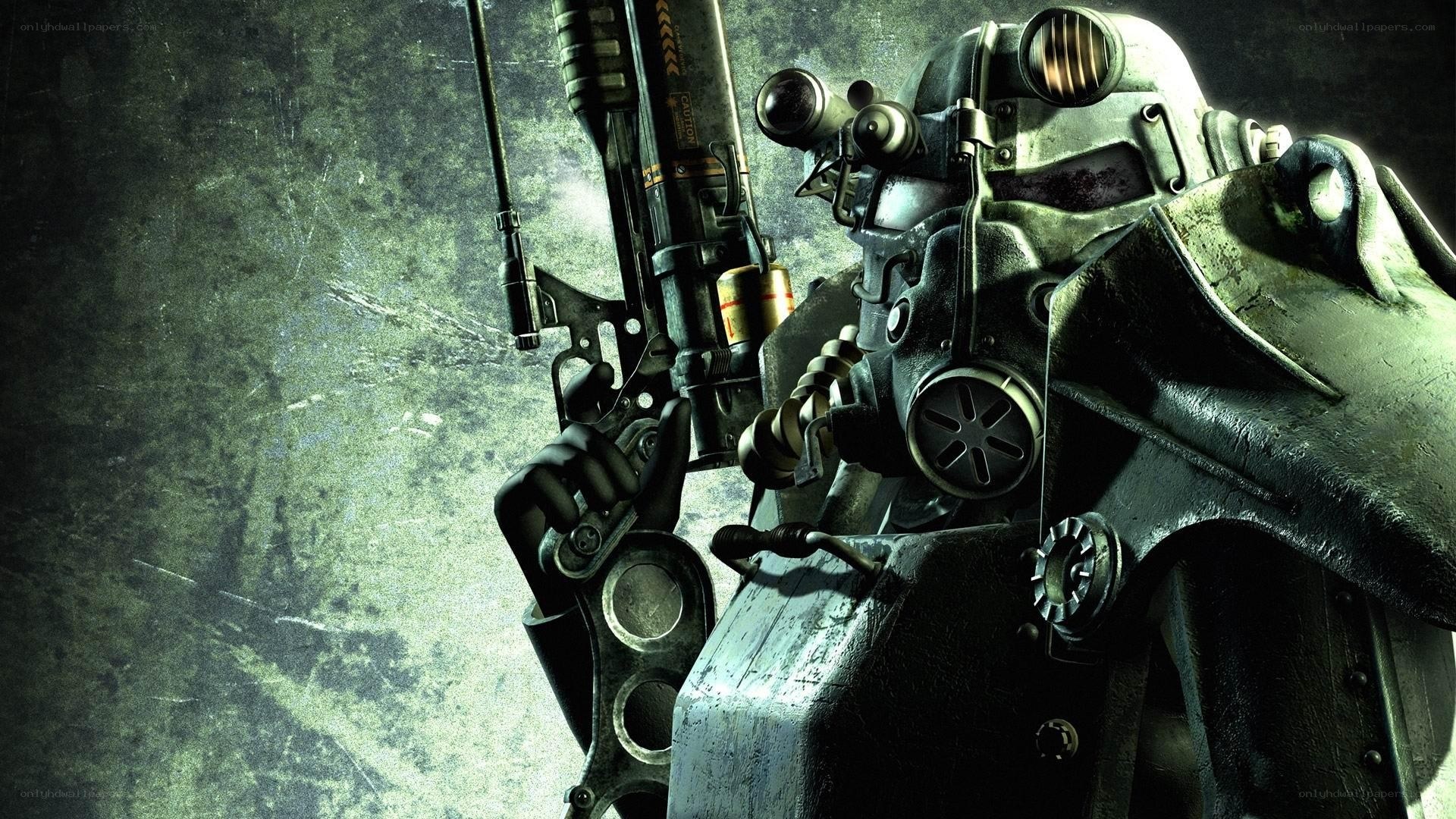 power armor soldier with weapon