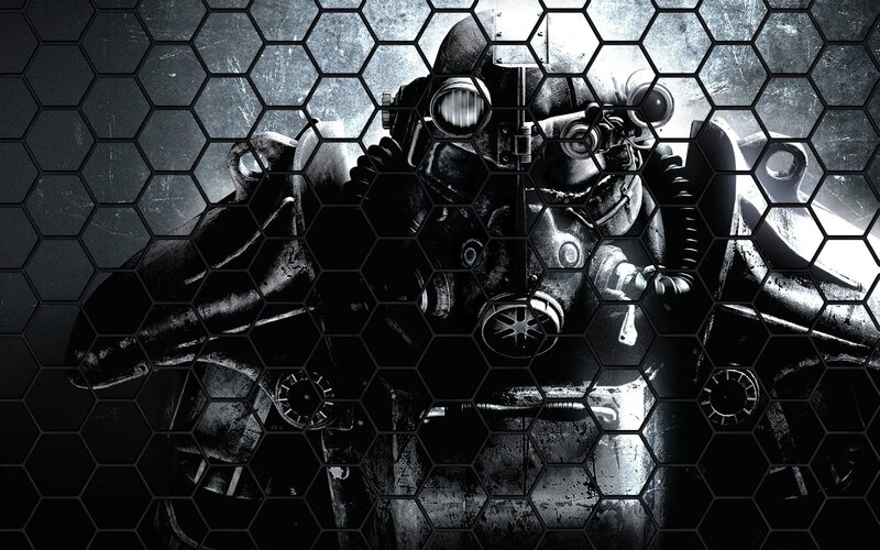 Power Armor Suit — Black, Dramatic, Digital Art, Hexagonal Grid
