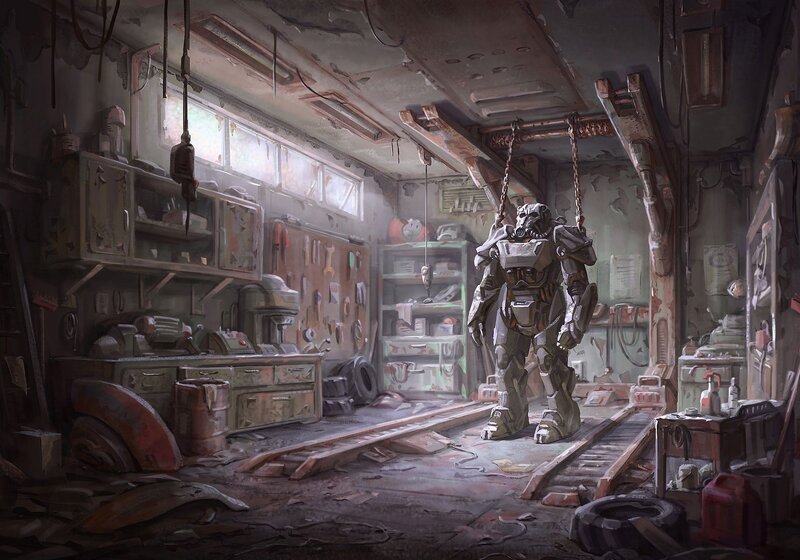 Power Armor Suit — Gray, Dramatic, Digital Art, Workshop
