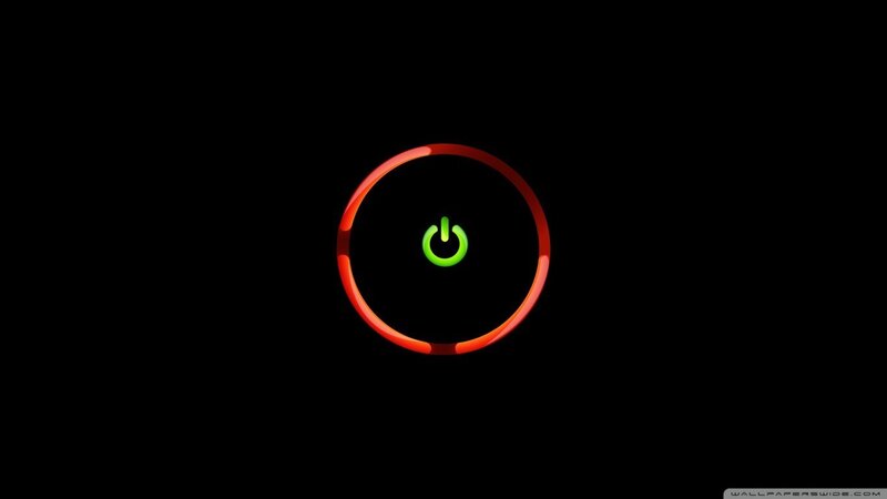 Power Button Icon — Black, Minimalist, Digital Art, Circle, Glow