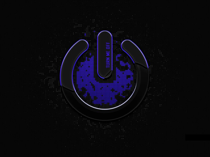 Power Button Symbol — Black, Futuristic