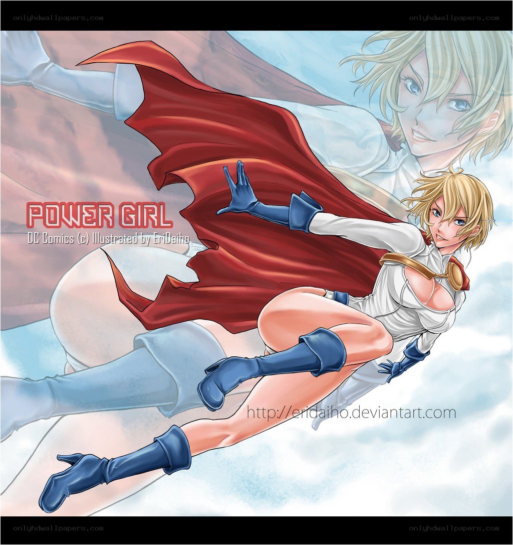 Power Girl in flight