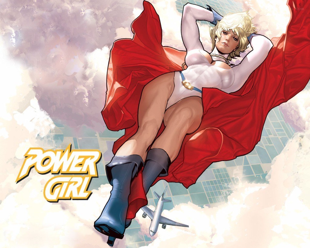 Power Girl in flight