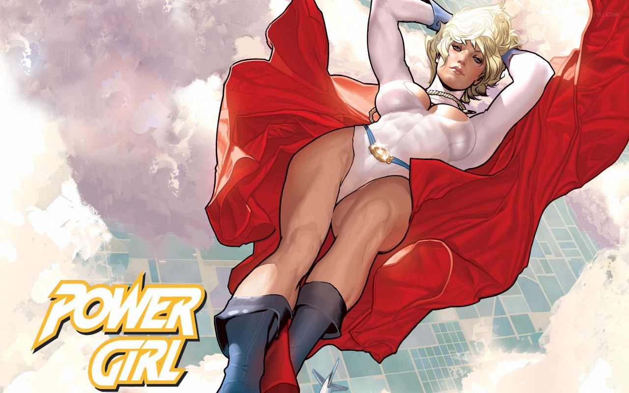 Power Girl in flight