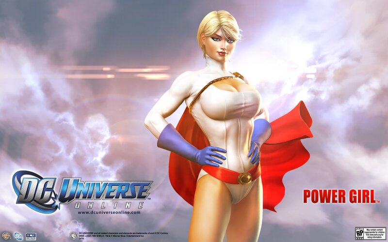 Power Girl Superhero — White, Dramatic