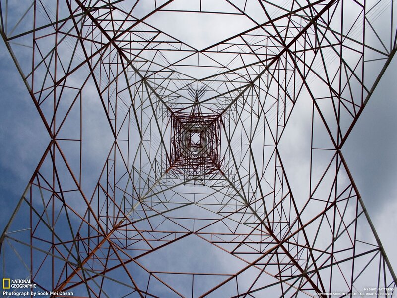 Power Line Tower — Blue, Dramatic, Photograph