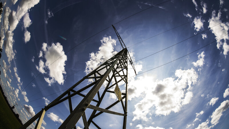 Power Line Tower — Blue, Dramatic