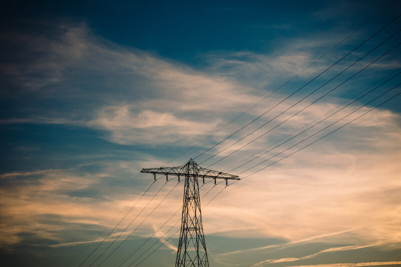 Power Line Tower — Blue