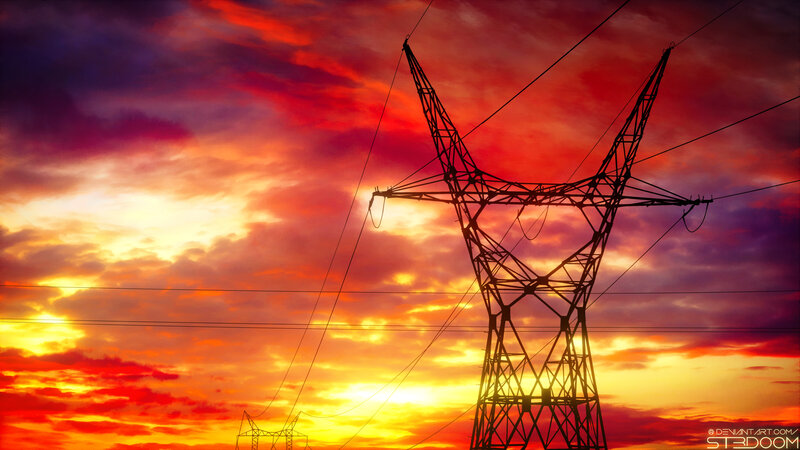 Power Line Tower — Red