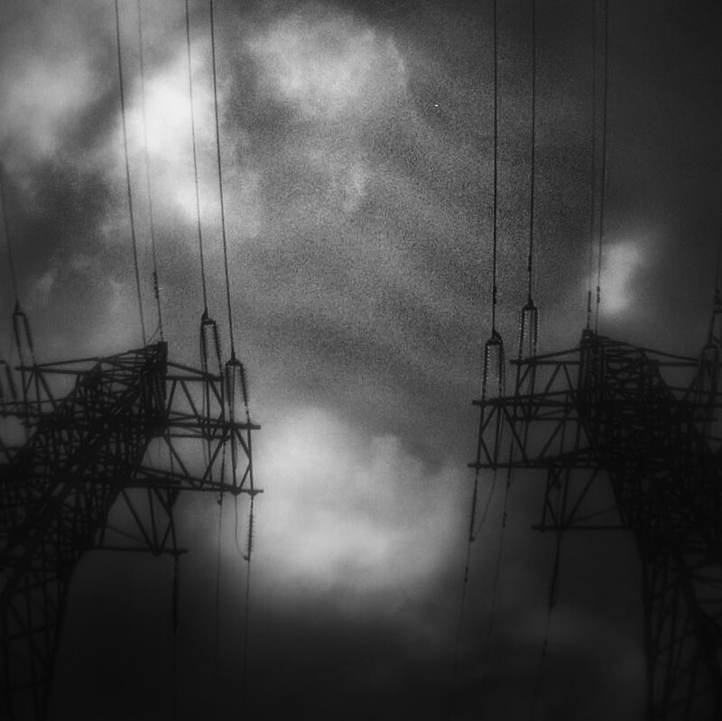 Power Line Towers — Black, Dramatic, Night