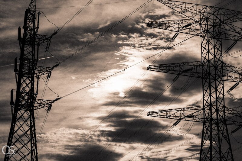 Power Line Towers — Black, Dramatic