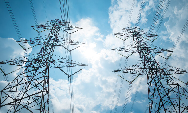 Power Line Towers — Blue, Dramatic, Afternoon