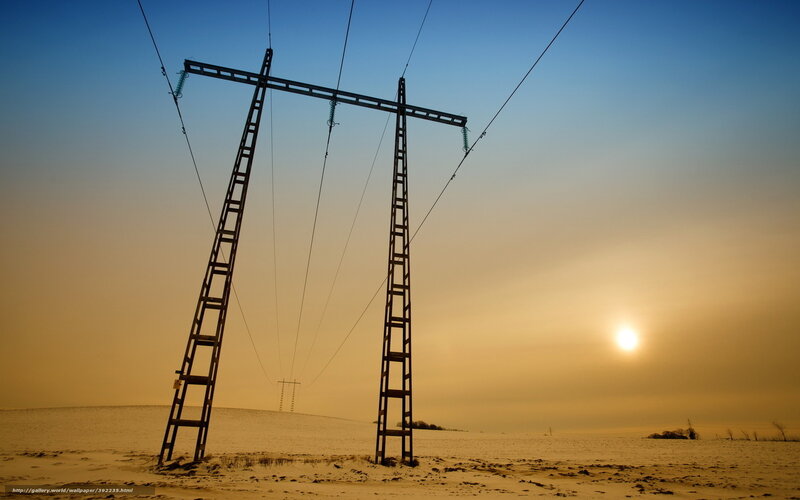 Power Line Towers — Blue, Dramatic, Sunset, Photograph