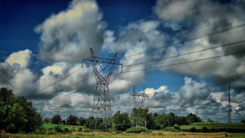 Power Line Towers — Blue, Dramatic