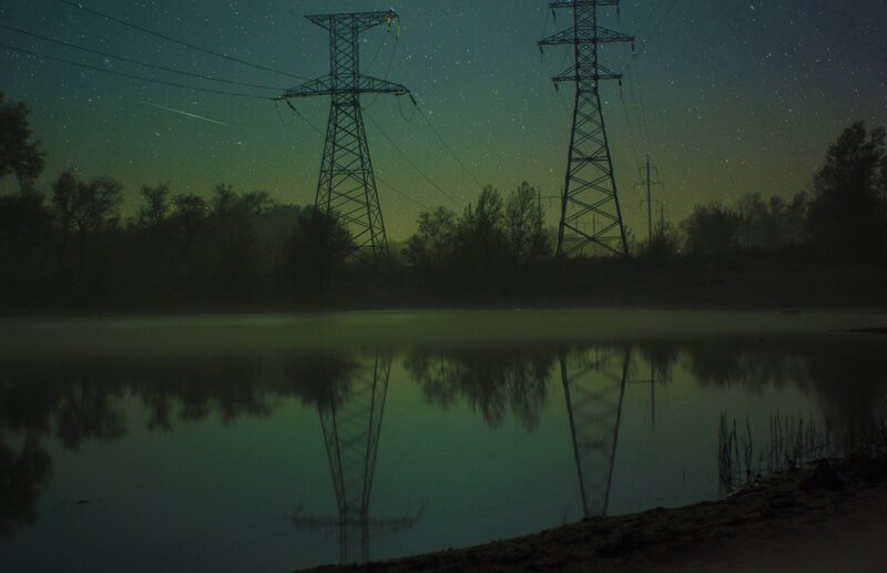 Power Line Towers — Green, Serene