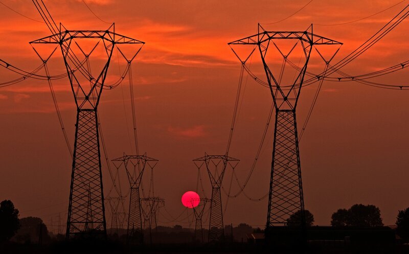 Power Line Towers — Orange, Dramatic