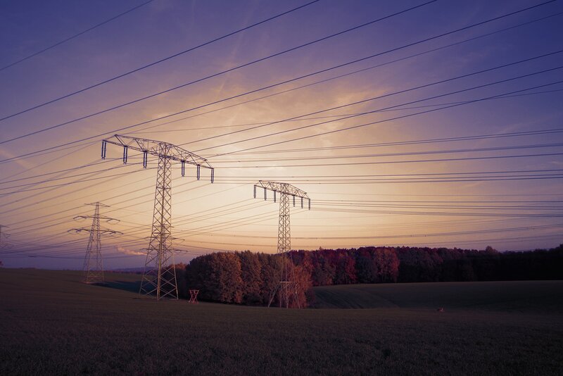 Power Line Towers — Purple, Dramatic