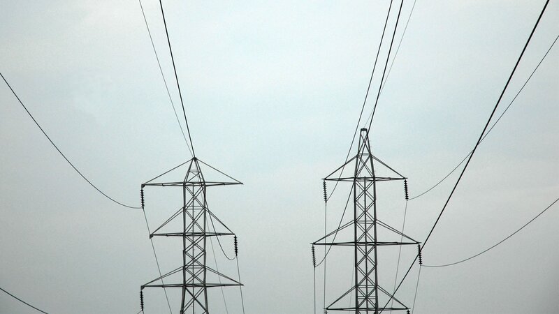 Power lines and transmission towers