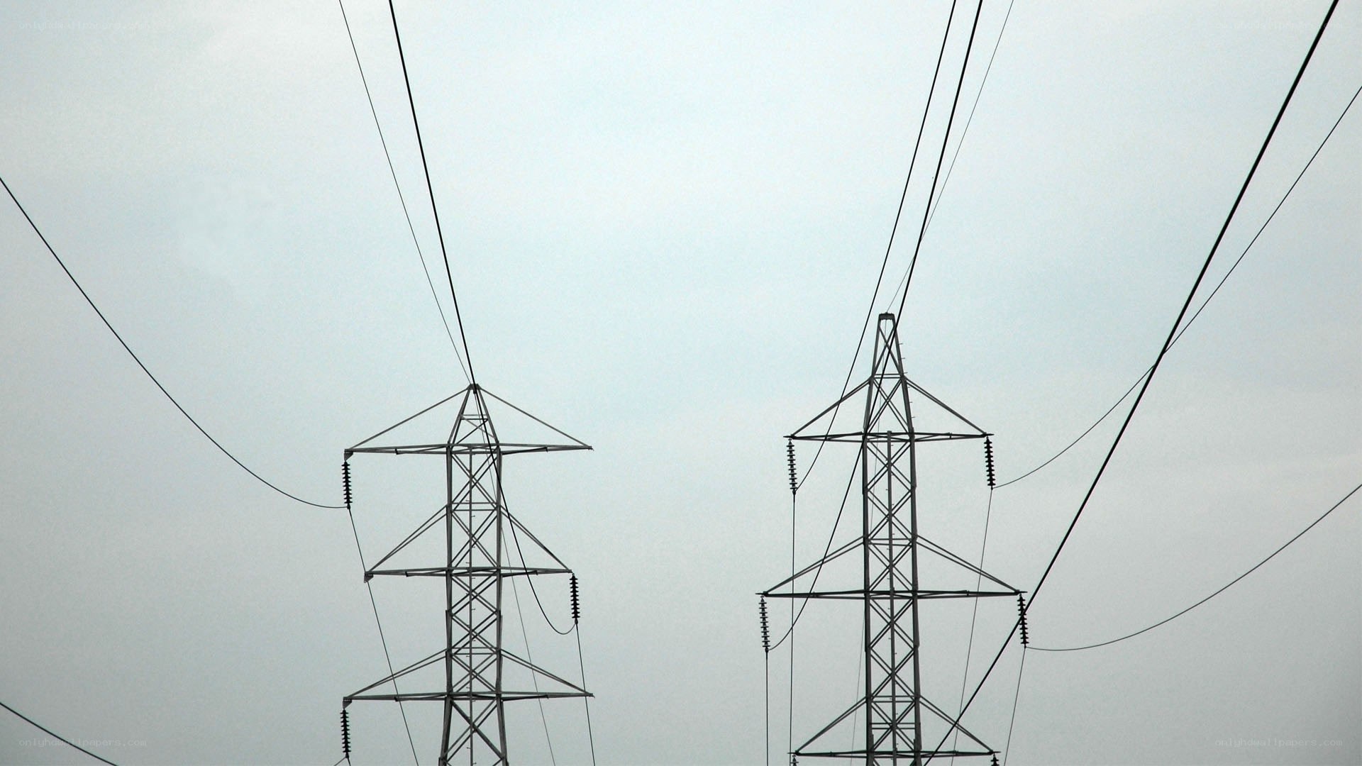 Power lines and transmission towers