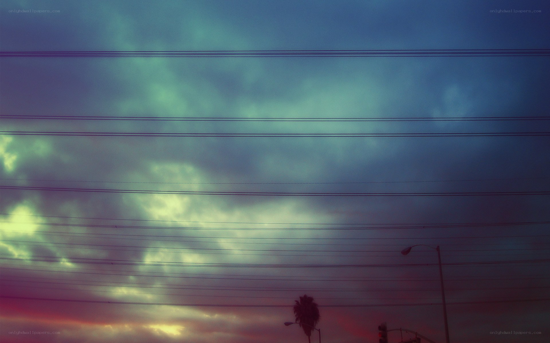 Power lines at dusk