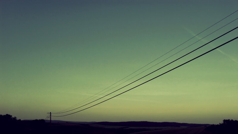 Power lines at dusk