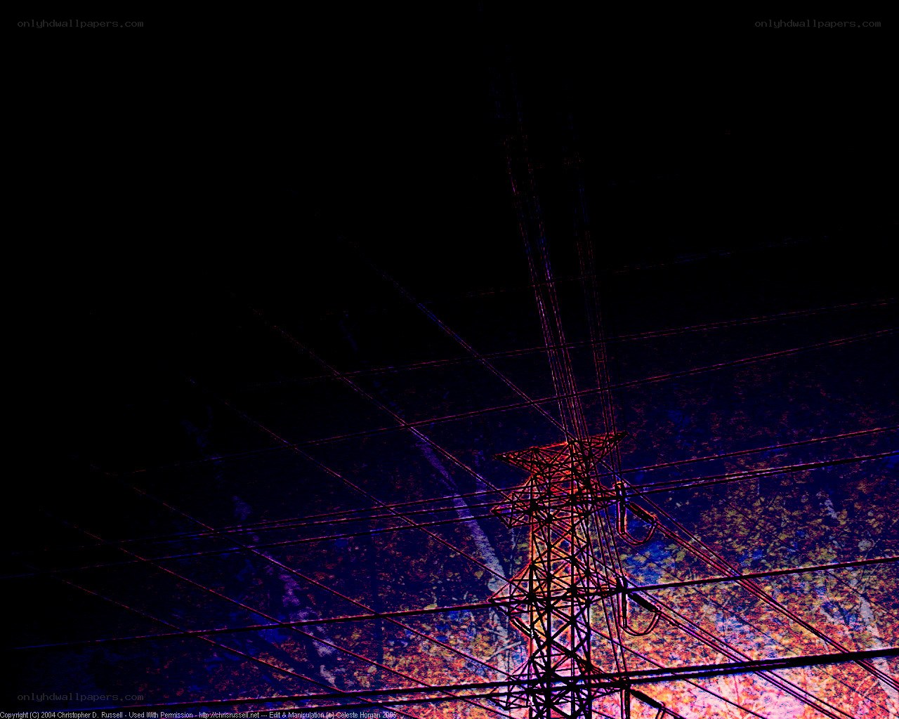 Power lines at dusk