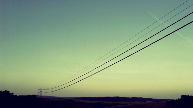 Power Lines at Dusk — Green, Serene