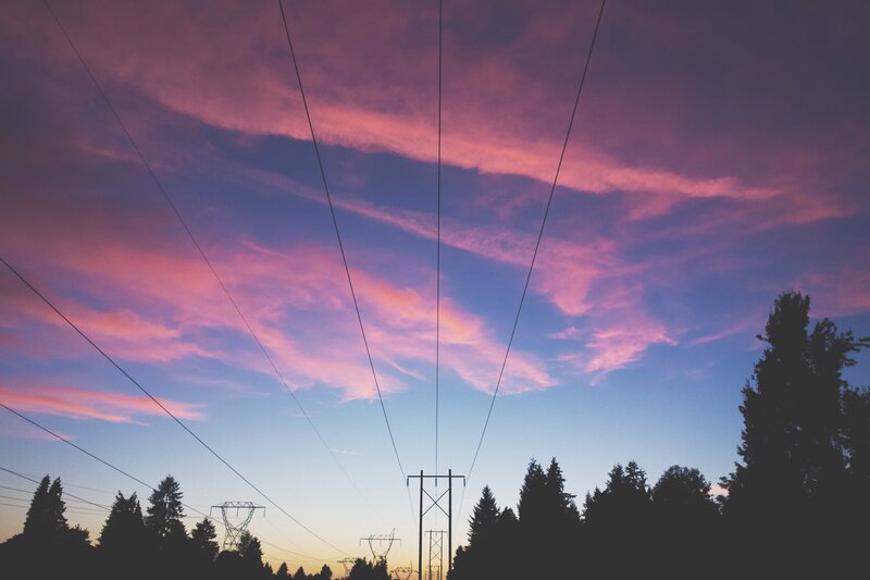Power Lines at Dusk — Purple