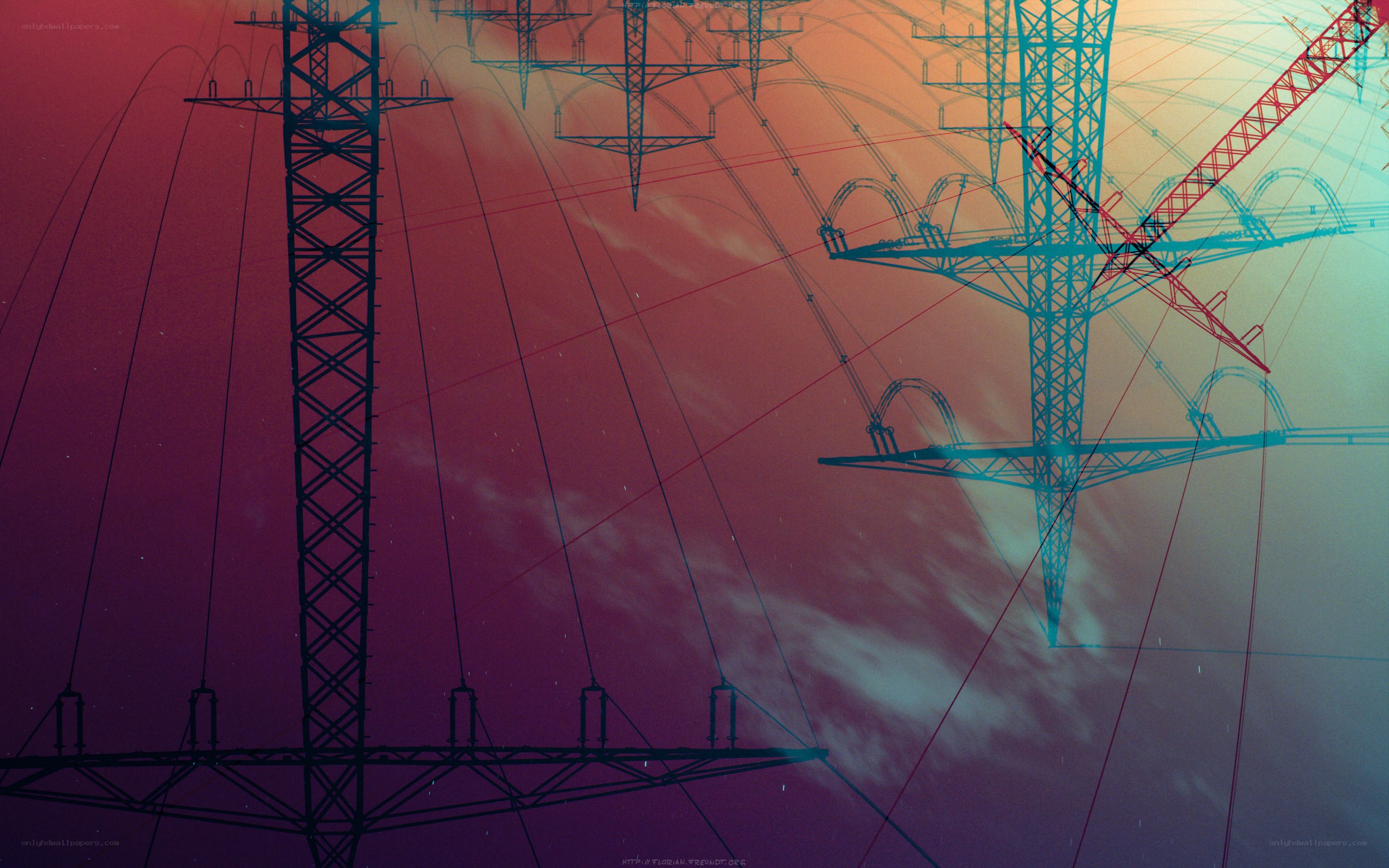 Power lines at dusk
