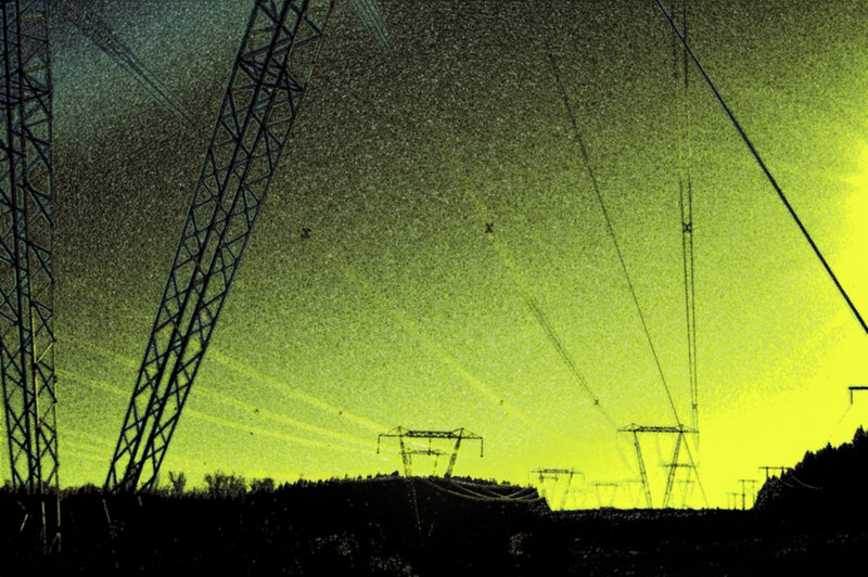 Power Lines at Night — Yellow