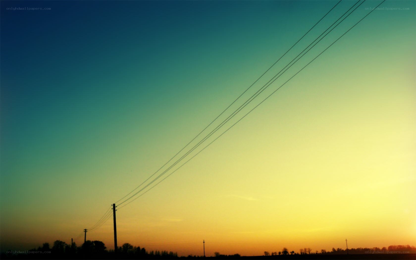 Power lines at sunset