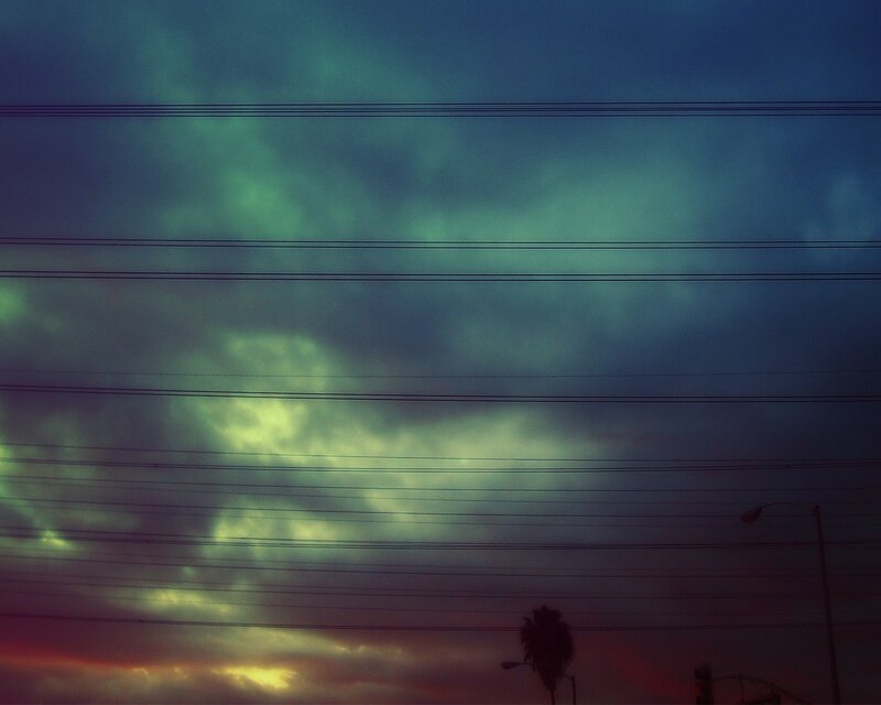 Power lines at sunset