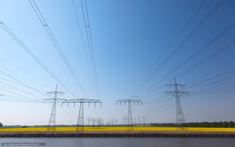 Power lines over a river