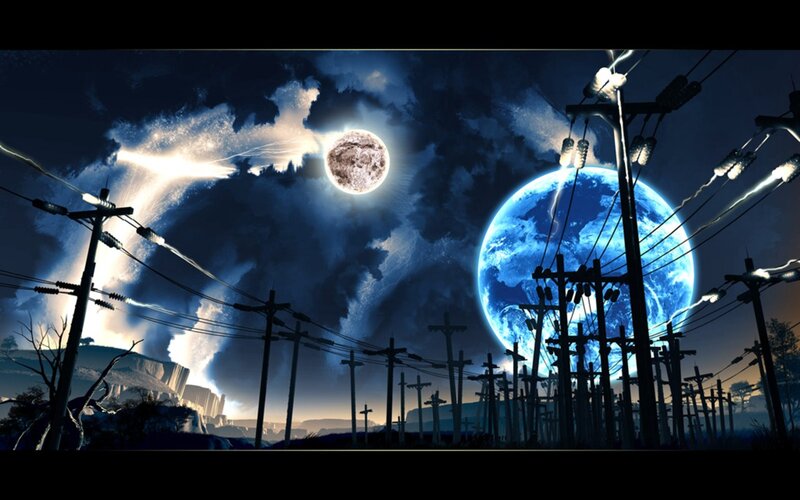 Power Lines under Alien Sky — Blue