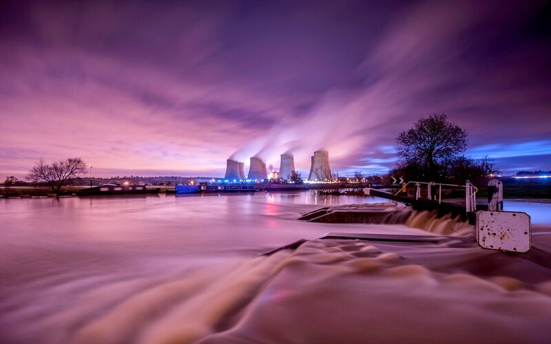 Power Plant at Dusk — Purple
