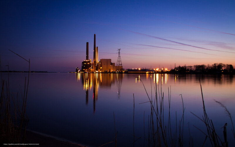 Power plant at dusk