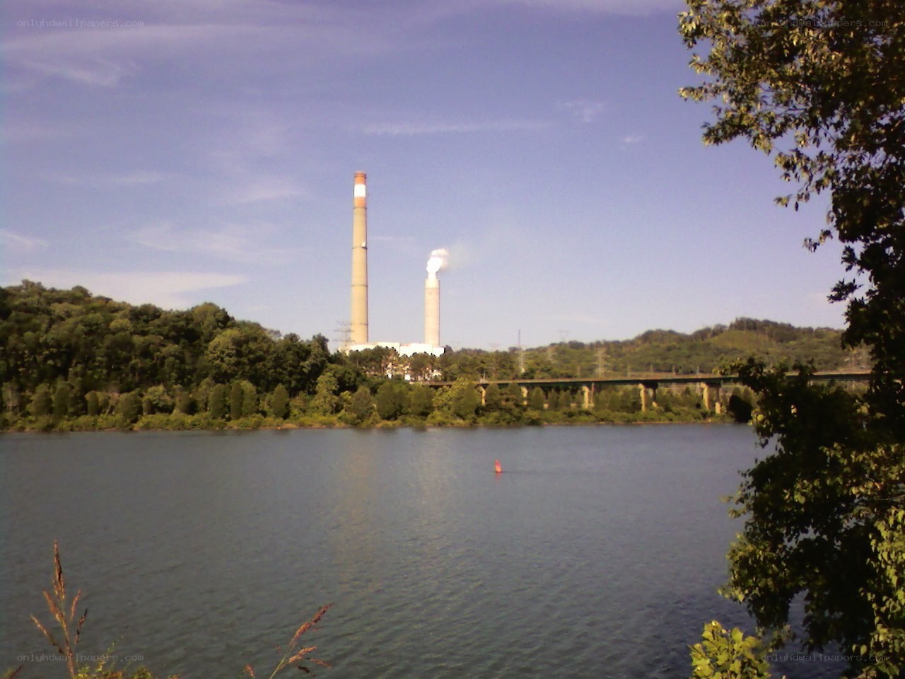 Power plant by a river
