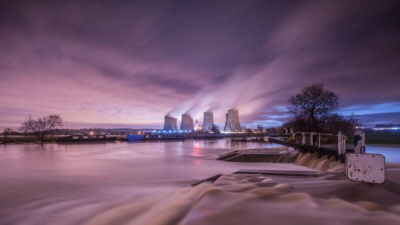 Power Plant Cooling Towers — Purple