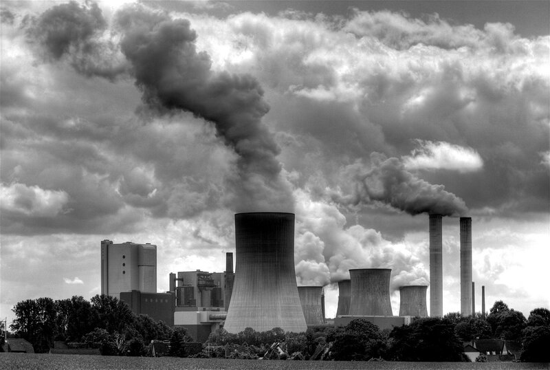 Power Plant with Cooling Towers — Black