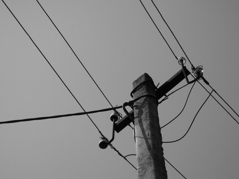 Power pole with overhead wires